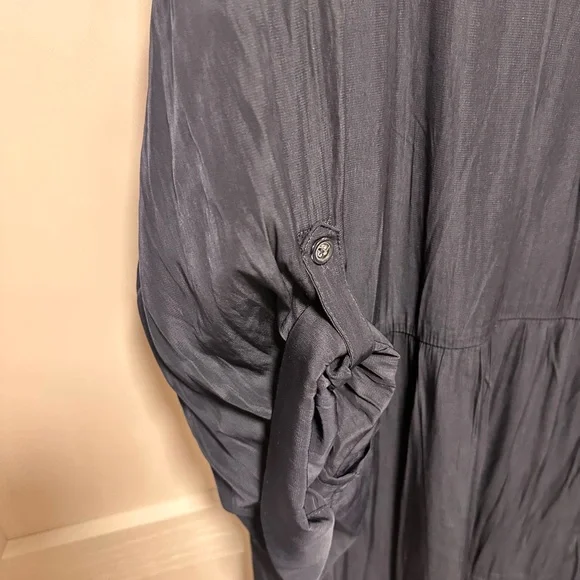 Chico's Navy Tiered Maxi Dress with Roll-Tab Sleeves sea island sz 4 -20/22 - Picture 8 of 8